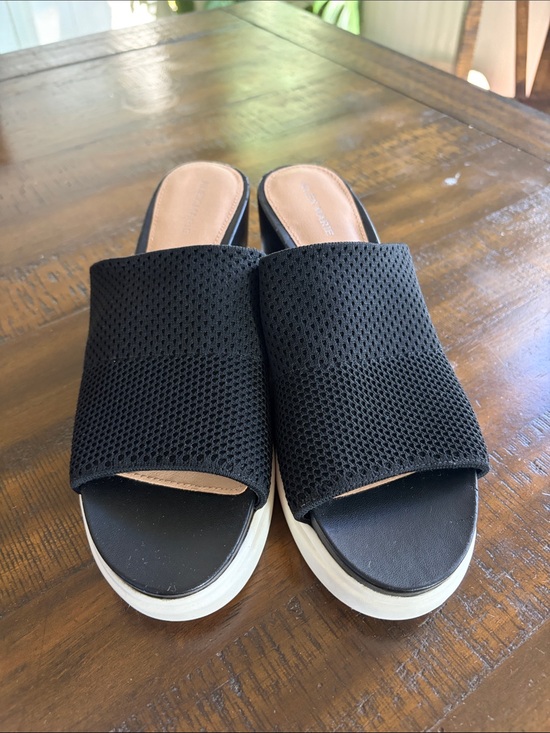 Alex Marie Shoes - Alex Marie Black Mesh Slide Mules with White Platform